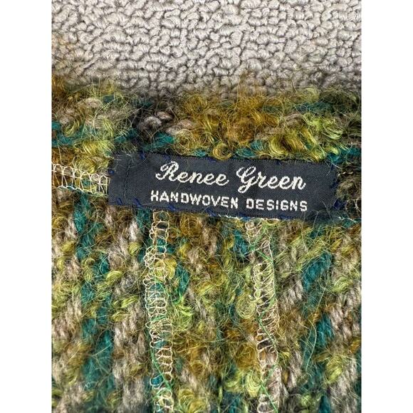 Renee Green Handwoven Designs Artisan Cardigan Sweater XL Green Button Front - Picture 3 of 7